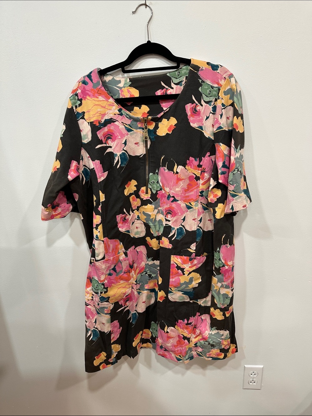 Spartina 449 Gray Floral Short Sleeve Dress